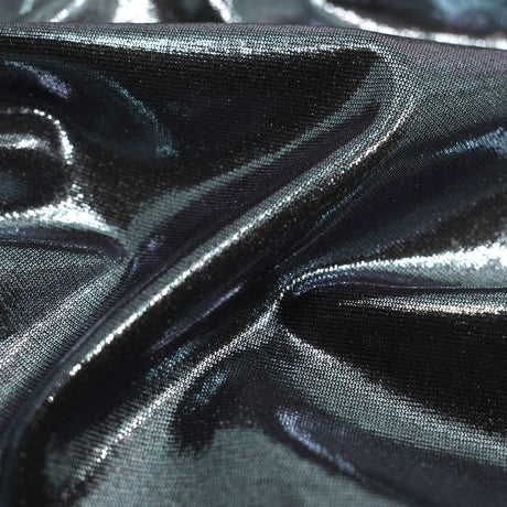 Mercury Titanium Foiled Spandex Fabric - Black/Pink, 4-Way Stretch, 56" Width (1 Yard)