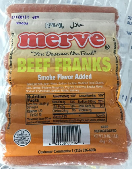 Merve Beef Franks 1 Lb