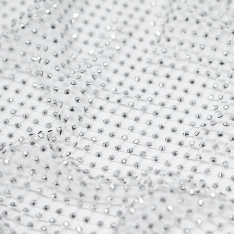 Enigma Diamond Fishnet Polyester Spandex Fabric - Rhinestone Diamond Fishnet, 51/52" Width (1 Yard)