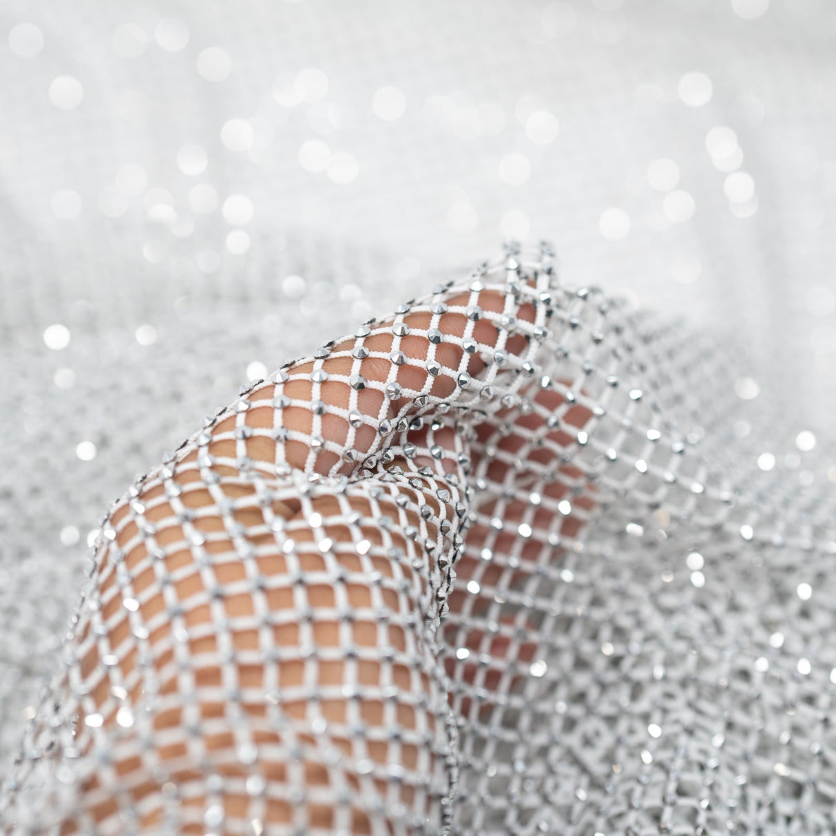 Enigma Diamond Fishnet Polyester Spandex Fabric - Rhinestone Diamond Fishnet, 51/52" Width (1 Yard)