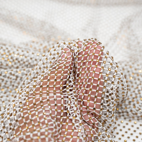 Enigma Diamond Fishnet Polyester Spandex Fabric - Rhinestone Diamond Fishnet, 51/52" Width (1 Yard)