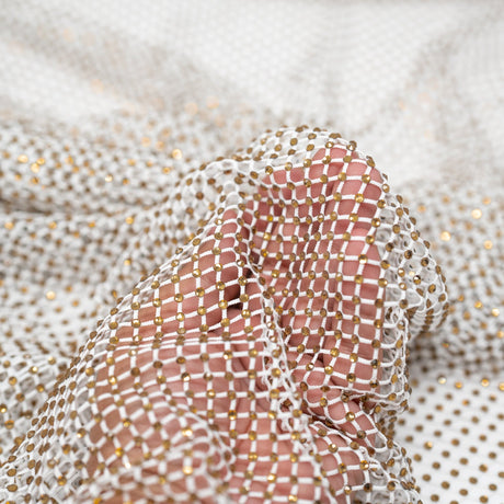 Enigma Diamond Fishnet Polyester Spandex Fabric - Rhinestone Diamond Fishnet, 51/52" Width (1 Yard)
