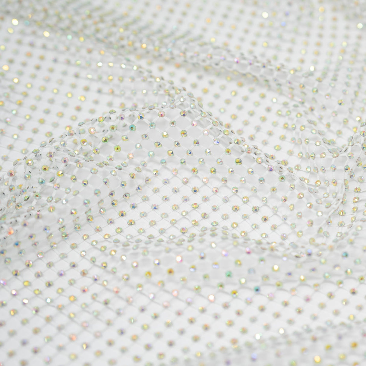 Enigma Diamond Fishnet Polyester Spandex Fabric - Rhinestone Mesh, 51/52" Usable Width (1 Yard)