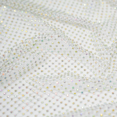 Enigma Diamond Fishnet Polyester Spandex Fabric - Rhinestone Diamond Fishnet, 51/52" Width (1 Yard)
