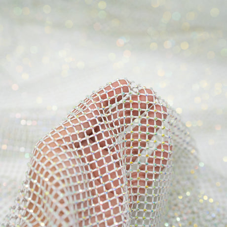Enigma Diamond Fishnet Polyester Spandex Fabric - Rhinestone Diamond Fishnet, 51/52" Width (1 Yard)