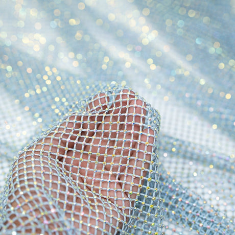 Enigma Diamond Fishnet Polyester Spandex Fabric - Rhinestone Diamond Fishnet, 51/52" Width (1 Yard)