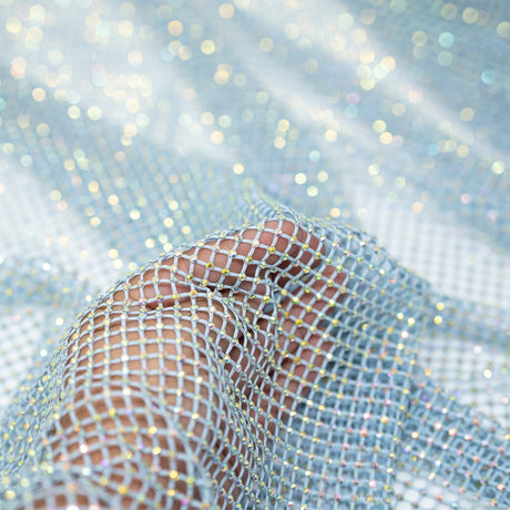 Enigma Diamond Fishnet Polyester Spandex Fabric - Rhinestone Diamond Fishnet, 51/52" Width (1 Yard)