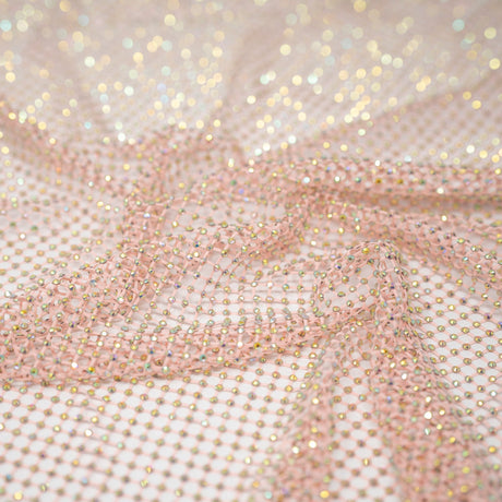 Enigma Diamond Fishnet Polyester Spandex Fabric - Rhinestone Diamond Fishnet, 51/52" Width (1 Yard)