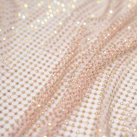 Enigma Diamond Fishnet Polyester Spandex Fabric - Rhinestone Diamond Fishnet, 51/52" Width (1 Yard)