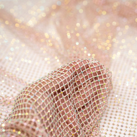 Enigma Diamond Fishnet Polyester Spandex Fabric - Rhinestone Diamond Fishnet, 51/52" Width (1 Yard)