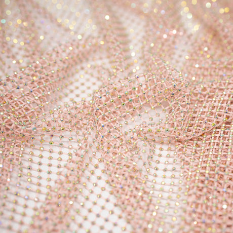 Enigma Diamond Fishnet Polyester Spandex Fabric - Rhinestone Diamond Fishnet, 51/52" Width (1 Yard)