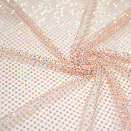 Enigma Diamond Fishnet Polyester Spandex Fabric - Rhinestone Diamond Fishnet, 51/52" Width (1 Yard)