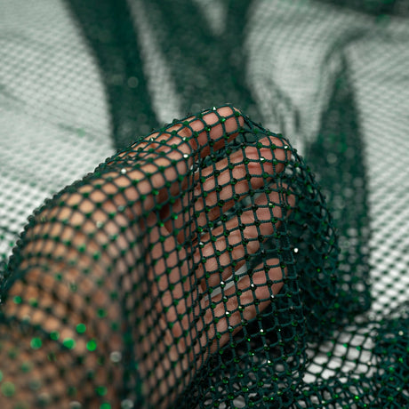 Enigma Diamond Fishnet Polyester Spandex Fabric - Rhinestone Diamond Fishnet, 51/52" Width (1 Yard)