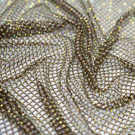 Enigma Diamond Fishnet Polyester Spandex Fabric - Rhinestone Diamond Fishnet, 51/52" Width (1 Yard)