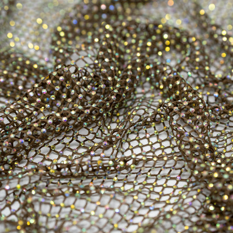 Enigma Diamond Fishnet Polyester Spandex Fabric - Rhinestone Diamond Fishnet, 51/52" Width (1 Yard)