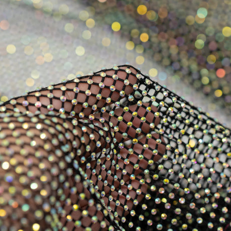 Enigma Diamond Fishnet Polyester Spandex Fabric - Rhinestone Diamond Fishnet, 51/52" Width (1 Yard)
