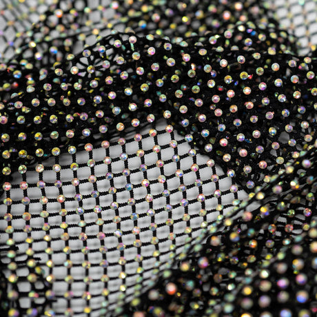 Enigma Diamond Fishnet Polyester Spandex Fabric - Rhinestone Diamond Fishnet, 51/52" Width (1 Yard)