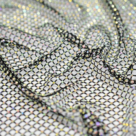 Enigma Diamond Fishnet Polyester Spandex Fabric - Rhinestone Diamond Fishnet, 51/52" Width (1 Yard)