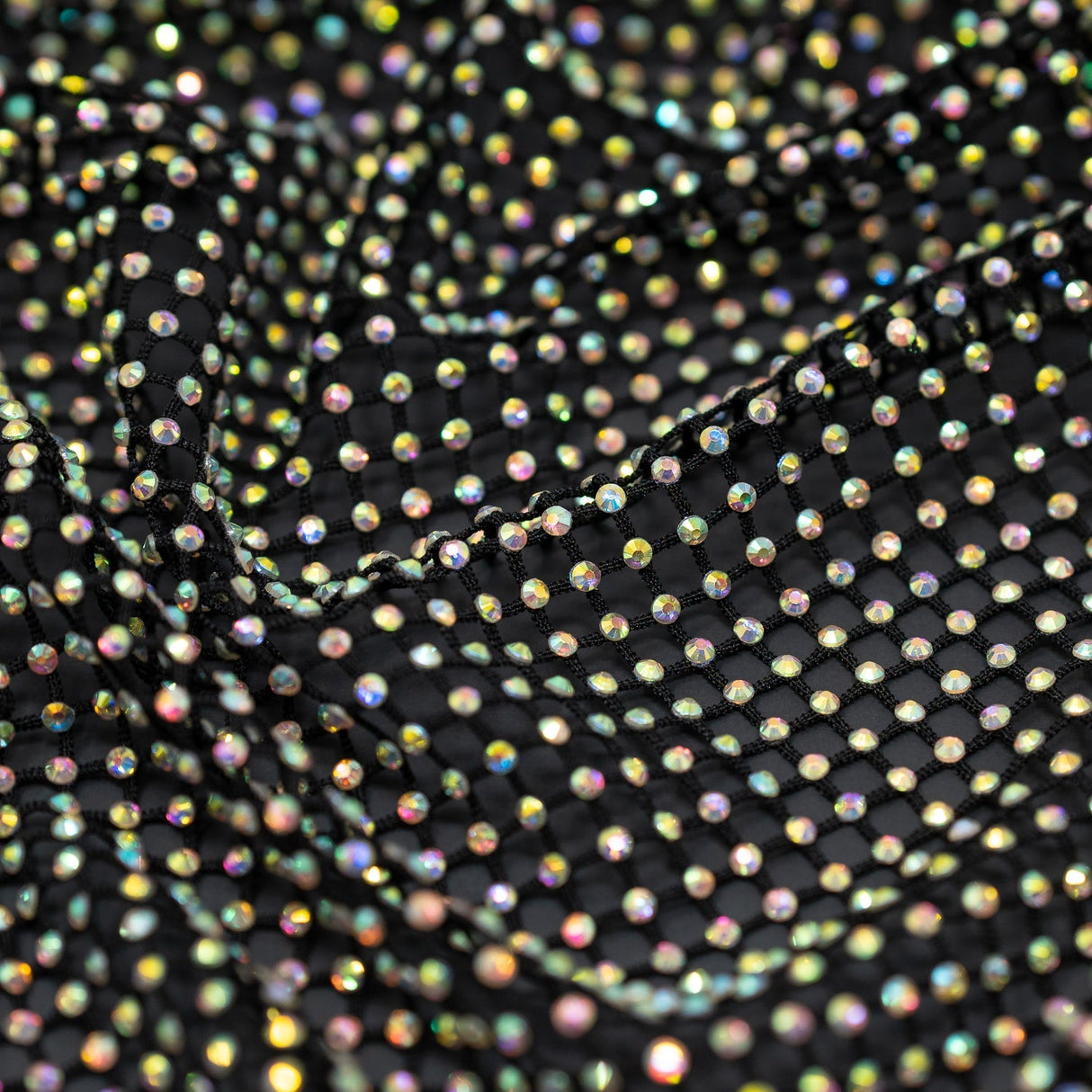 Enigma Diamond Fishnet Polyester Spandex Fabric - Rhinestone Mesh, 51/52" Usable Width (1 Yard)