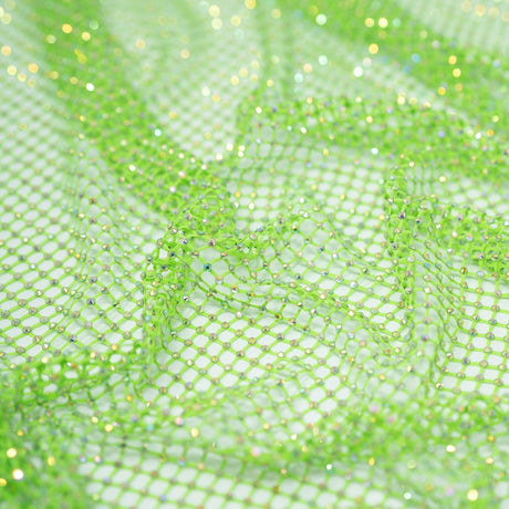 Enigma Diamond Fishnet Polyester Spandex Fabric - Rhinestone Diamond Fishnet, 51/52" Width (1 Yard)