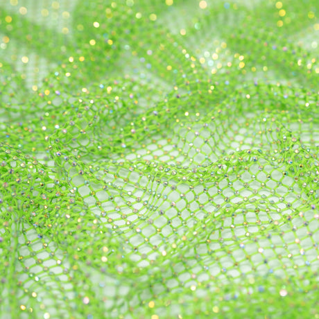 Enigma Diamond Fishnet Polyester Spandex Fabric - Rhinestone Mesh, 51/52" Usable Width (1 Yard)