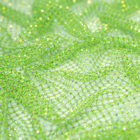 Enigma Diamond Fishnet Polyester Spandex Fabric - Rhinestone Diamond Fishnet, 51/52" Width (1 Yard)