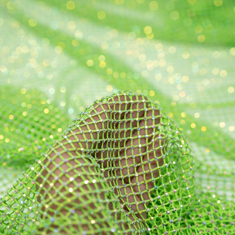 Enigma Diamond Fishnet Polyester Spandex Fabric - Rhinestone Diamond Fishnet, 51/52" Width (1 Yard)