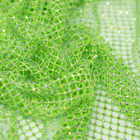 Enigma Diamond Fishnet Polyester Spandex Fabric - Rhinestone Diamond Fishnet, 51/52" Width (1 Yard)