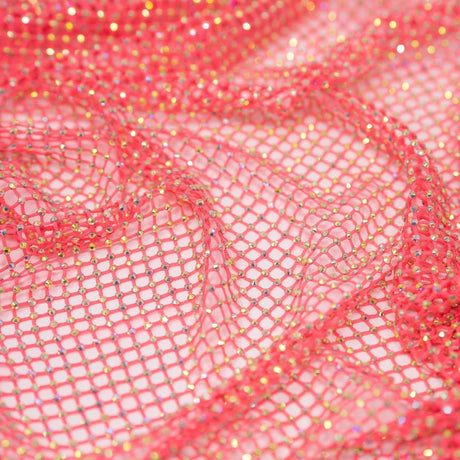 Enigma Diamond Fishnet Polyester Spandex Fabric - Rhinestone Diamond Fishnet, 51/52" Width (1 Yard)