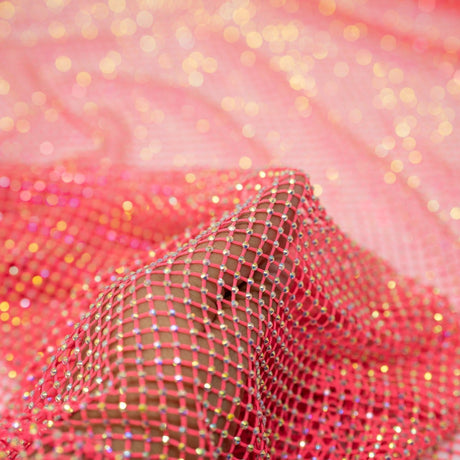 Enigma Diamond Fishnet Polyester Spandex Fabric - Rhinestone Diamond Fishnet, 51/52" Width (1 Yard)