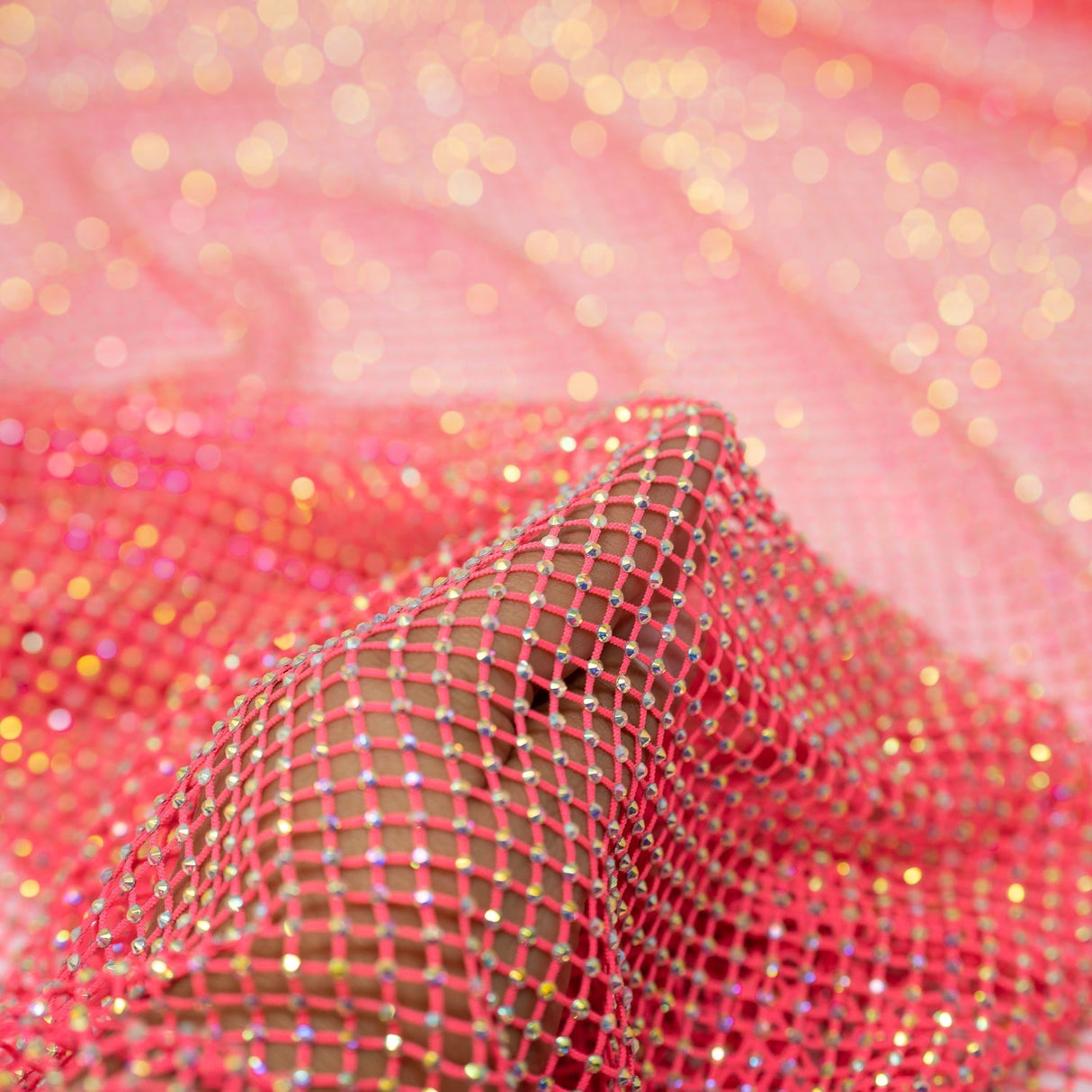 Enigma Diamond Fishnet Polyester Spandex Fabric - Rhinestone Mesh, 51/52" Usable Width (1 Yard)