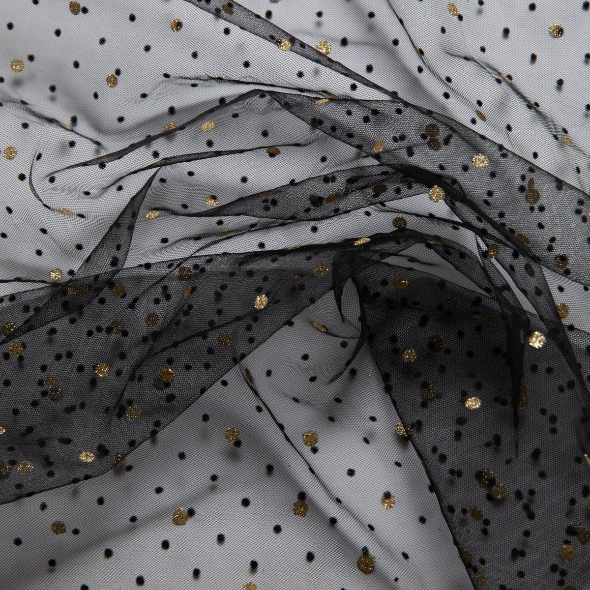 1 Yard Exquisite Mesh Lace Fabric with Dot Flocking & Foil 58/60" Wide