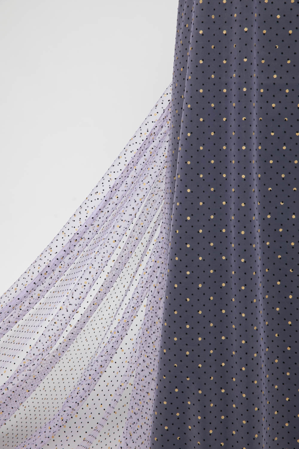 1 Yard Elegant Mesh Lace Fabric with Dot Flocking & Foi, 58/60" Wide, Tasteful Design for Apparel & Decor