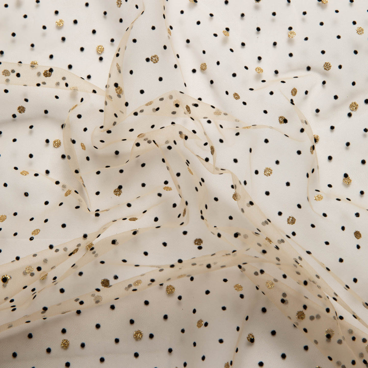 1 Yard Exquisite Mesh Lace Fabric with Dot Flocking & Foil 58/60" Wide