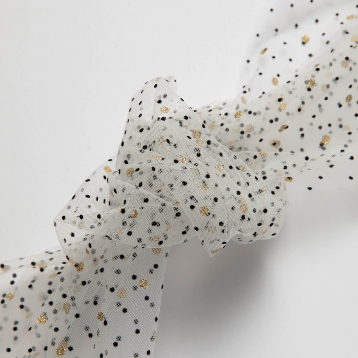 1 Yard Exquisite Mesh Lace Fabric with Dot Flocking & Foil 58/60" Wide