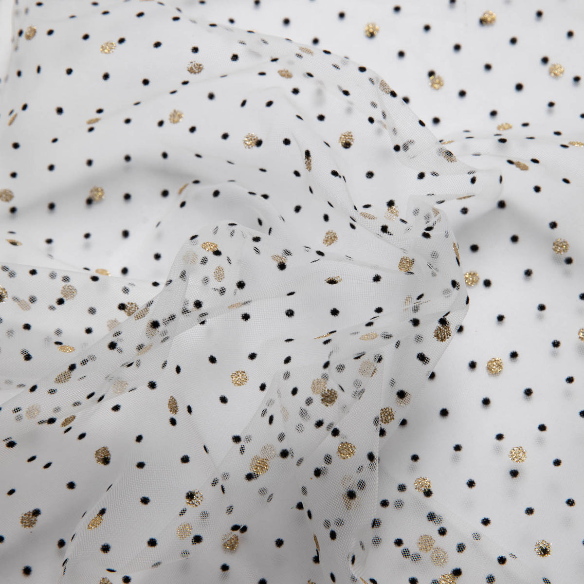 1 Yard Exquisite Mesh Lace Fabric with Dot Flocking & Foil 58/60" Wide