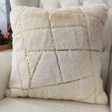 Golden Faux Fur Glow Fluffy Pillow Polyester Fabric - Black Moon With Gold Foil, 20" X 20" (1 Pillow)