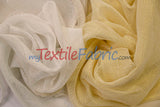 Extra Wide Metallic Faux Sheer Linen Fabric - Ivory Gold, White Silver, 108" Wide (Yards)