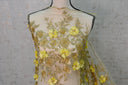 Gold Bridal Lace Metallic Gold Embroidery Lace Fabric - Floral Lace, Sequins Embellishments, 50/51" Wide (Yards)