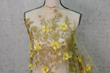 Gold Bridal Lace Metallic Gold Embroidery Lace Fabric - Floral Lace, Sequins Embellishments, 50/51" Wide (Yards)