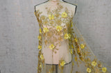 Gold Bridal Lace Metallic Gold Embroidery Lace Fabric - Floral Lace, Sequins Embellishments, 50/51" Wide (Yards)