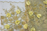 Gold Bridal Lace Metallic Gold Embroidery Lace Fabric - Floral Lace, Sequins Embellishments, 50/51" Wide (Yards)