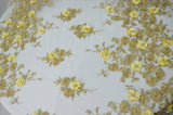 Gold Bridal Lace Metallic Gold Embroidery Lace Fabric - Floral Lace, Sequins Embellishments, 50/51" Wide (Yards)
