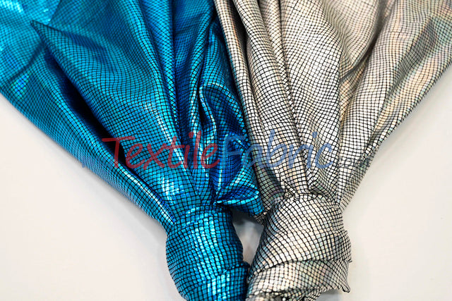Metallic Snake Hologram Spandex Fabric - Black Silver, Black Turquoise, 58/60" Width (Yards)