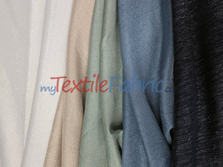 Metallic Vintage Linen Polyester Fabric - Imitation Burlap, Metallic Foil Vein, 58/60" Width (1 Yard)