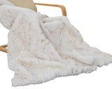Metallic Golden Scattered Shimmery Design Faux Rabbit Touch Soft Throw Blanket - Polyester Fabric, White Scattered, 50" X 60" (1 Piece)