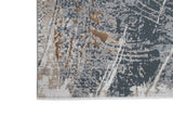 METZ 4201 Polyester Viscose Rug - Crème, Charcoal, Silver, Teal Marbled Abstract, Warm Mocha Tone-To-Tone High-Low Texture, 9' 8" X 13' (1 Rug)