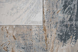 METZ 4201 Polyester Viscose Rug - Crème, Charcoal, Silver, Teal Marbled Abstract, Warm Mocha Tone-To-Tone High-Low Texture, 9' 8" X 13' (1 Rug)
