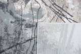 METZ 4202 Polyester Viscose Area Rug - Abstract Marbled High-Low, Crème Beige, Charcoal Tone-On-Tone, Faded Teal & Mocha Accents (9' 8" X 13')