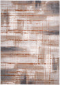 METZ 4203 Polyester Viscose Fabric - Creme, Charcoal, Silver, Mocha Abstract Geometric High-Low Texture, 9' 8" x 13' (1 Rug)
